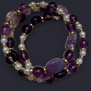 Elegant Purple Beaded Wrap Bracelet